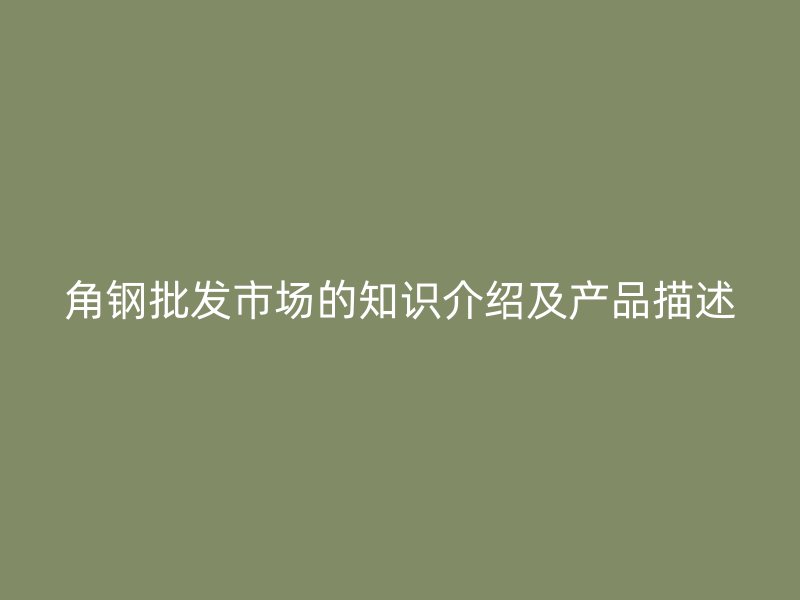 角鋼批發(fā)市場的知識介紹及產(chǎn)品描述