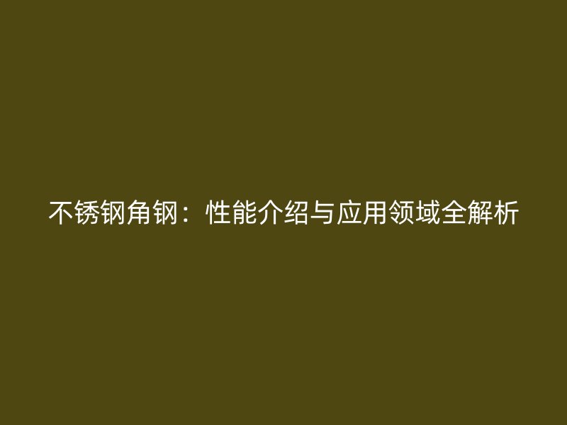 不銹鋼角鋼：性能介紹與應(yīng)用領(lǐng)域全解析
