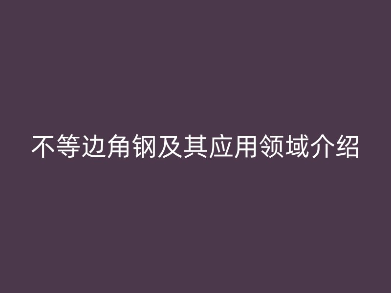 不等邊角鋼及其應(yīng)用領(lǐng)域介紹