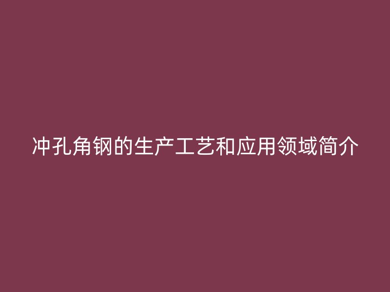 沖孔角鋼的生產(chǎn)工藝和應(yīng)用領(lǐng)域簡介