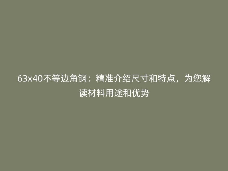 63x40不等邊角鋼：精準(zhǔn)介紹尺寸和特點(diǎn)，為您解讀材料用途和優(yōu)勢